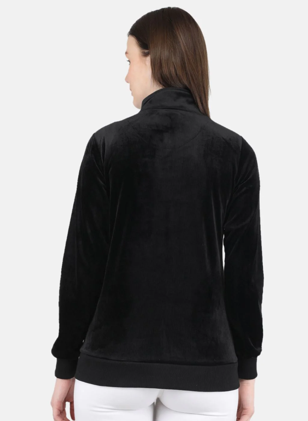 Women Black Self Design Sweatshirt - Image 3