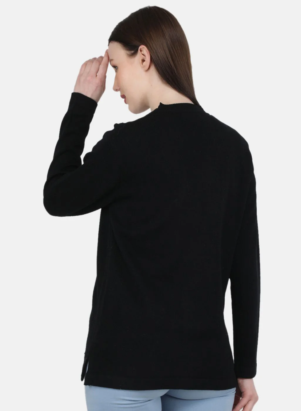 Women Black Solid Cardigan - Image 3