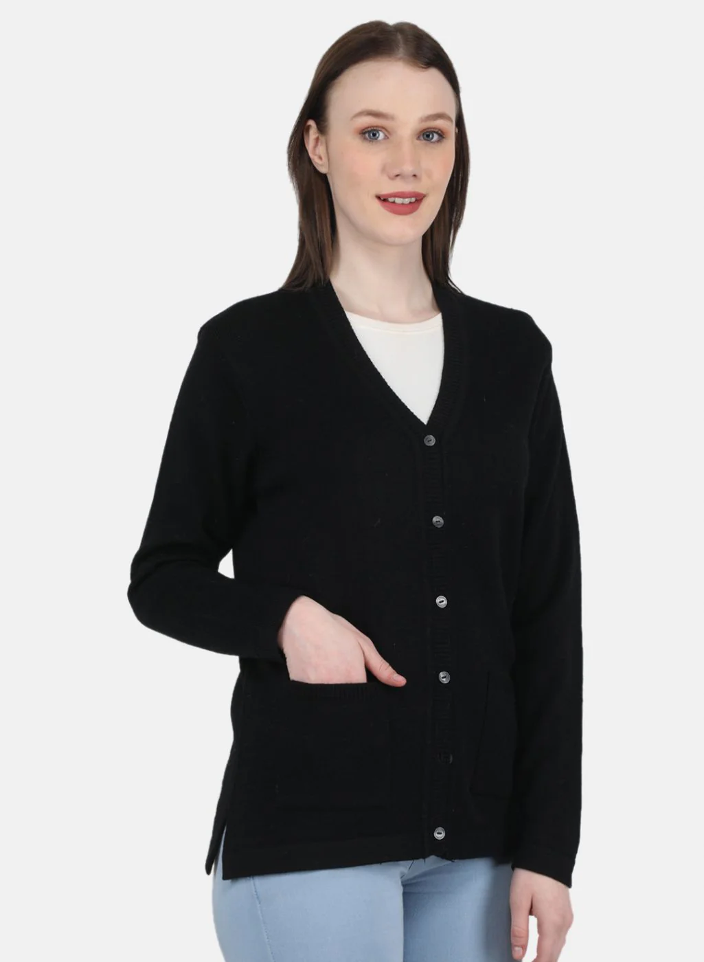 Women Black Solid Cardigan - Image 6