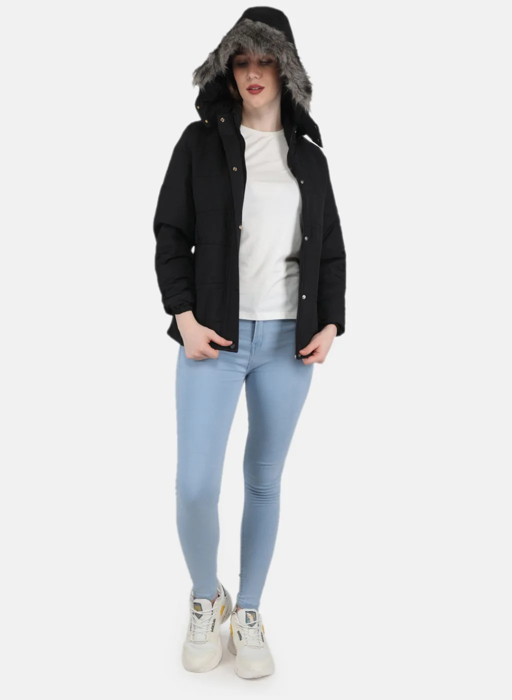 Women Black Solid Jacket - Image 4