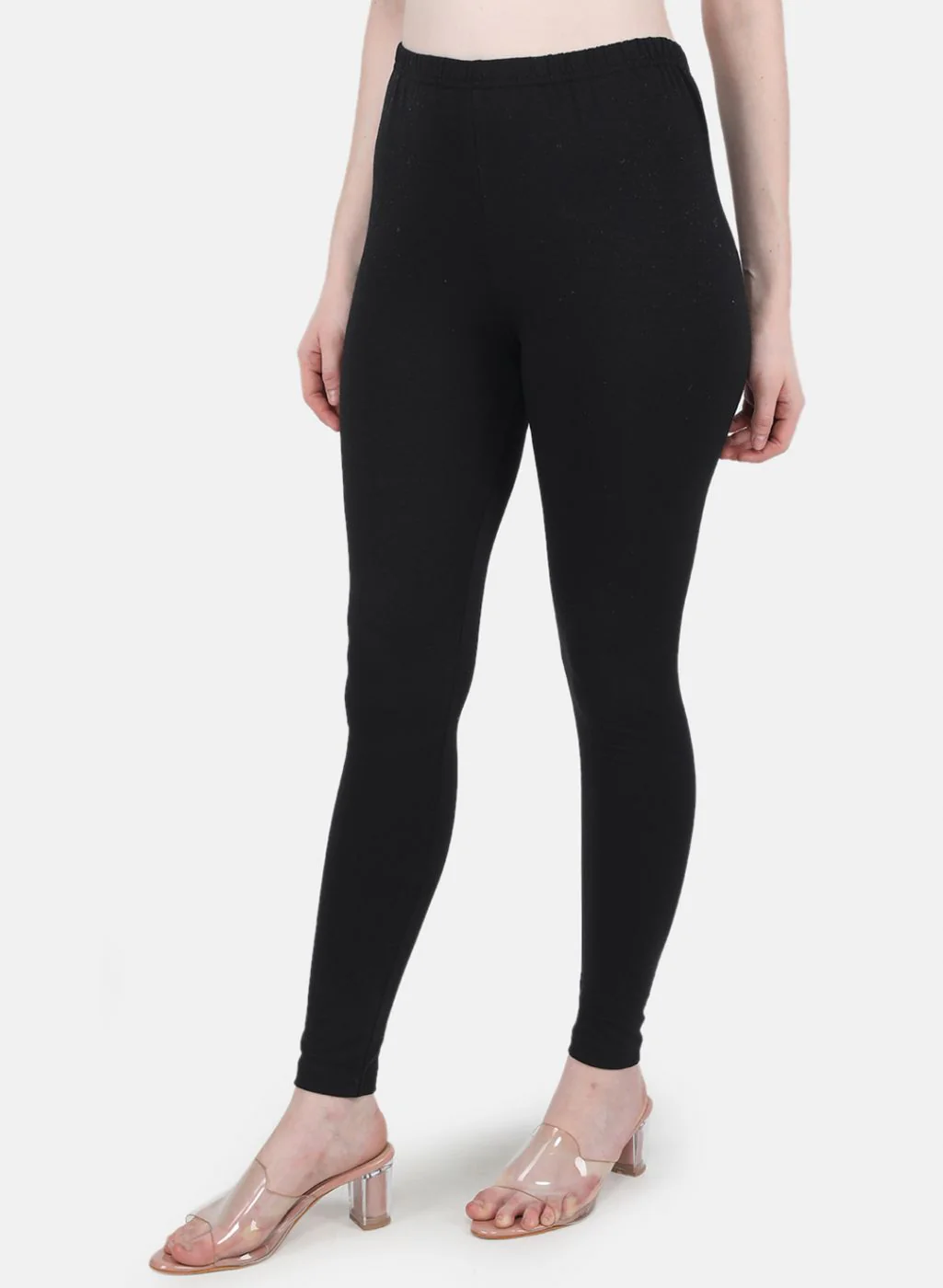 Women Black Solid Legging - Image 2