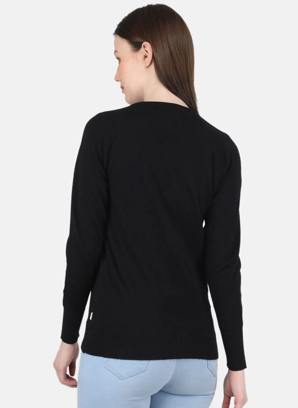 Women Black Solid Pullover - Image 3