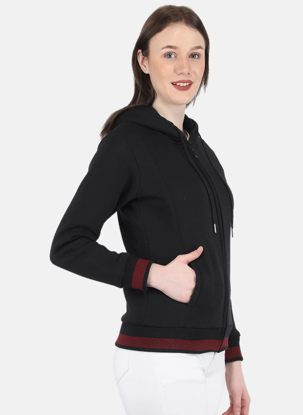 Women Black Solid Sweatshirt - Image 6