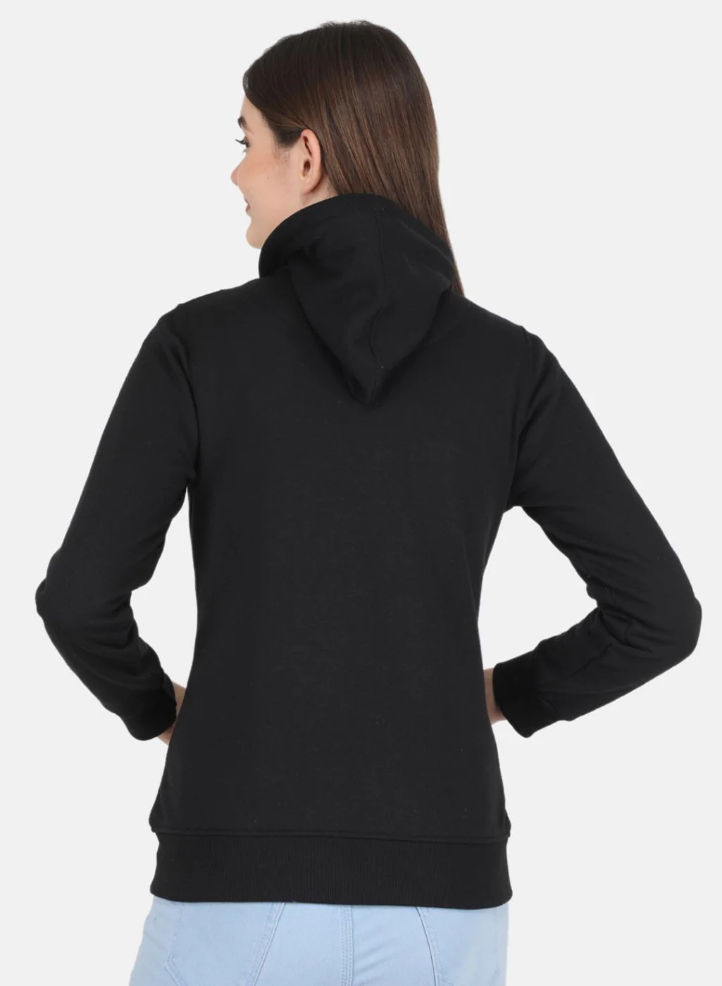 Women Black Solid Sweatshirt - Image 3