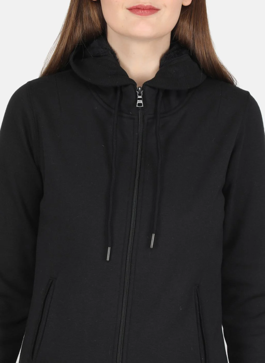Women Black Solid Sweatshirt - Image 5