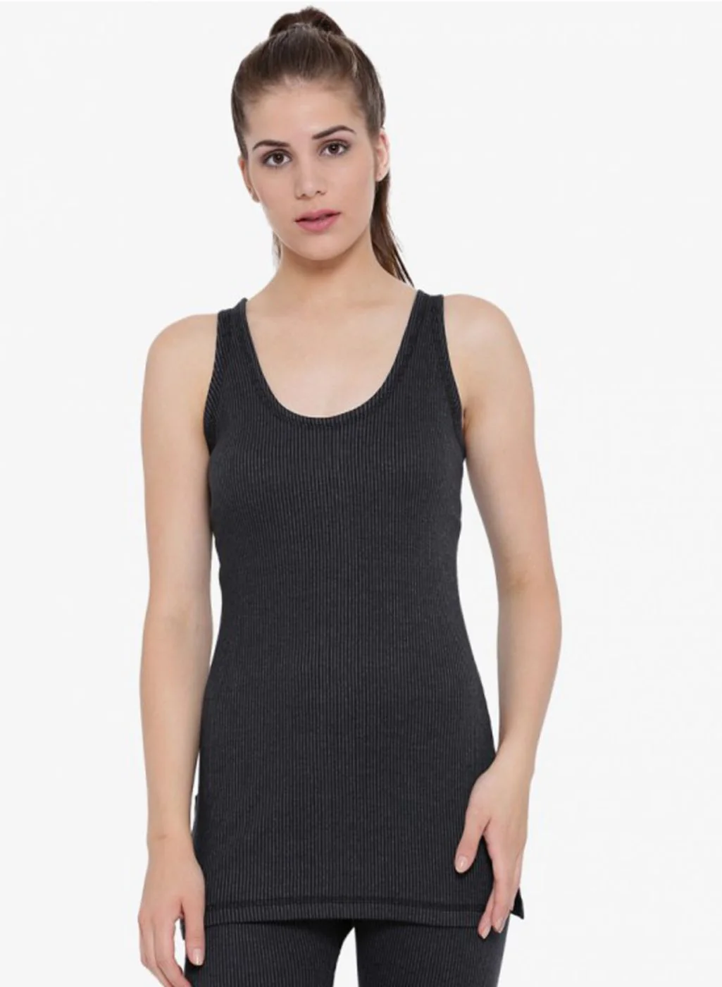 Women Black Solid Thermal Vest - Image 3