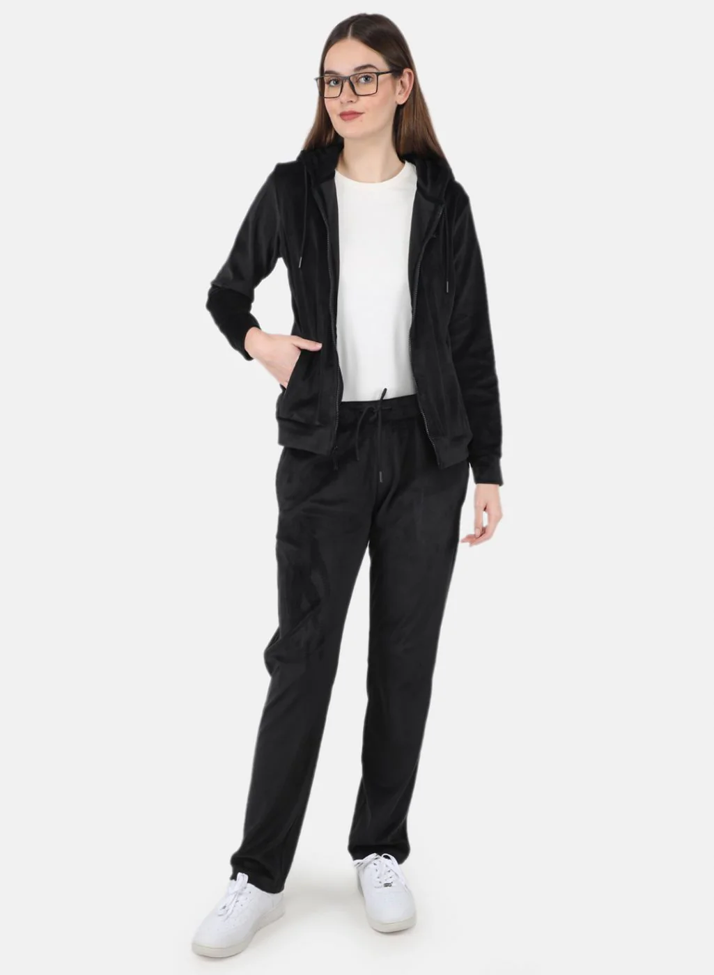 Women Black Solid Tracksuit - Image 4