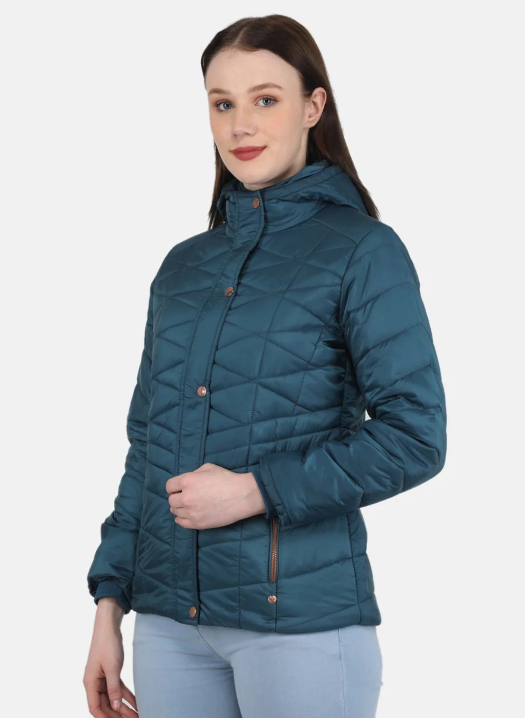 Women Blue Check Jacket - Image 2