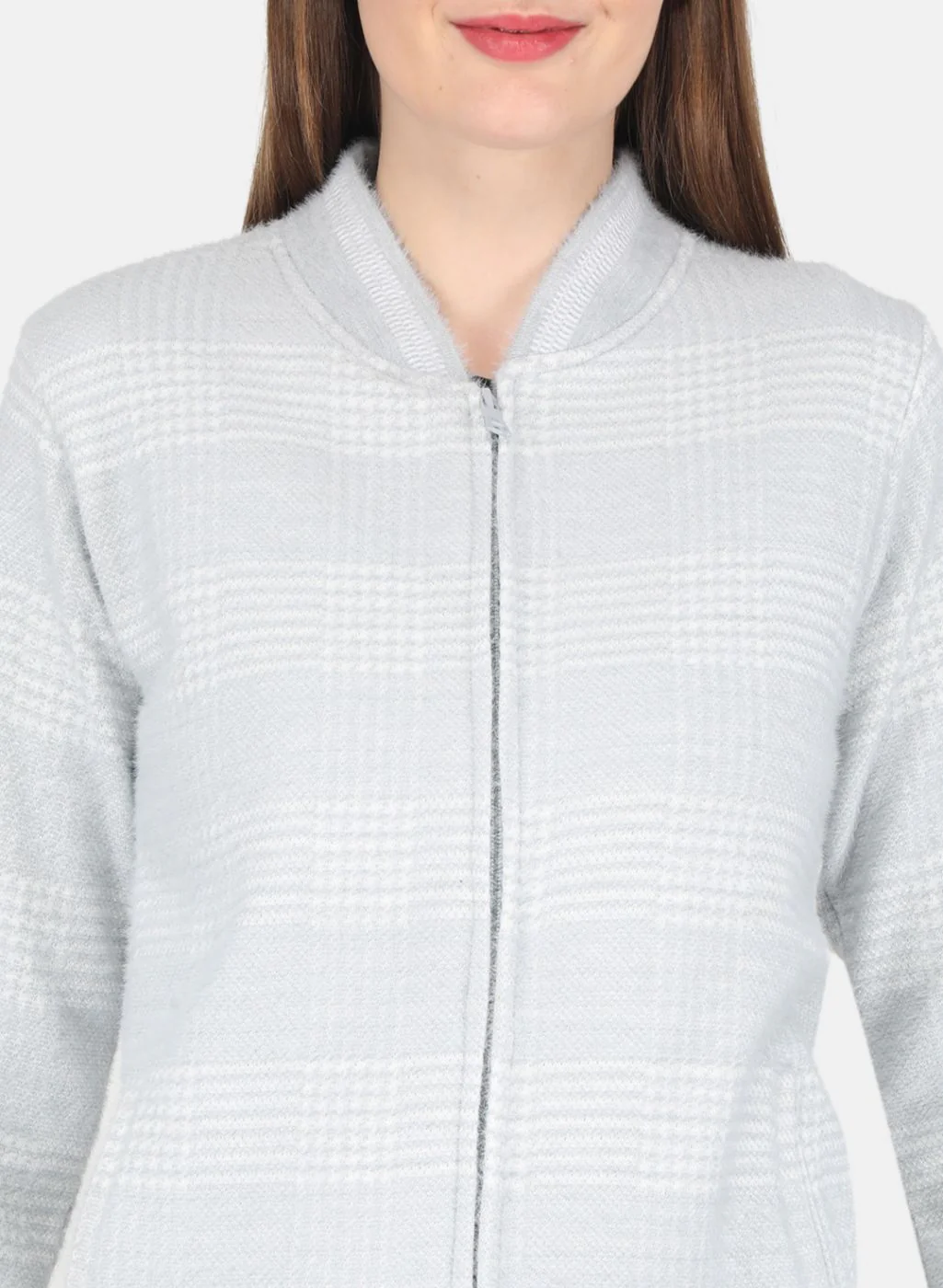 Women Blue Check Sweatshirt - Image 5