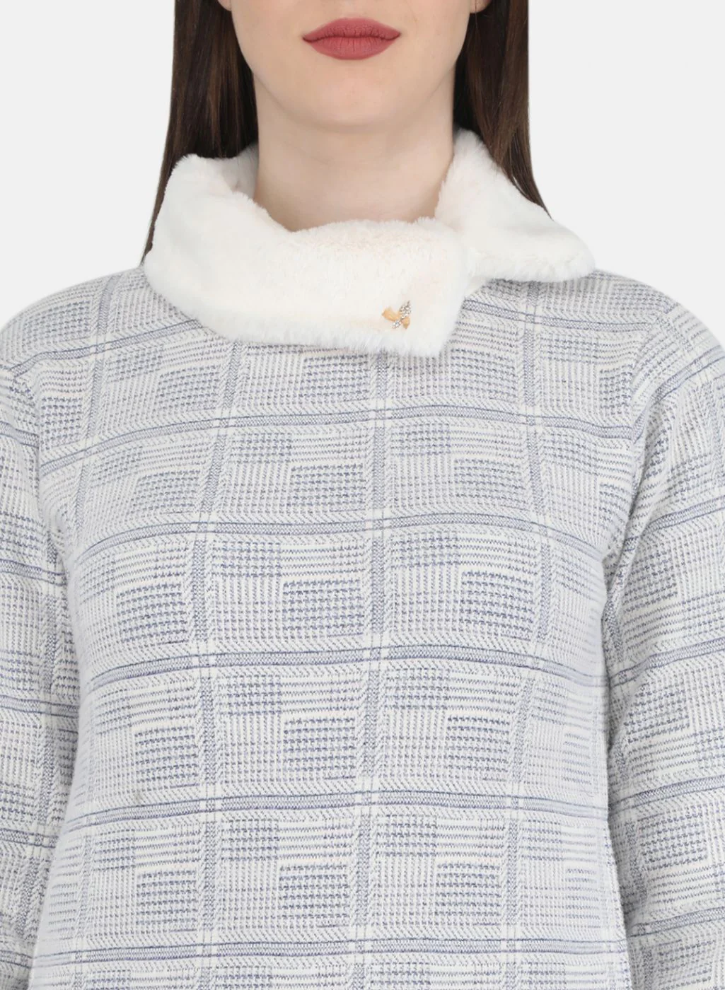 Women Blue Jaquard Sweatshirt - Image 5