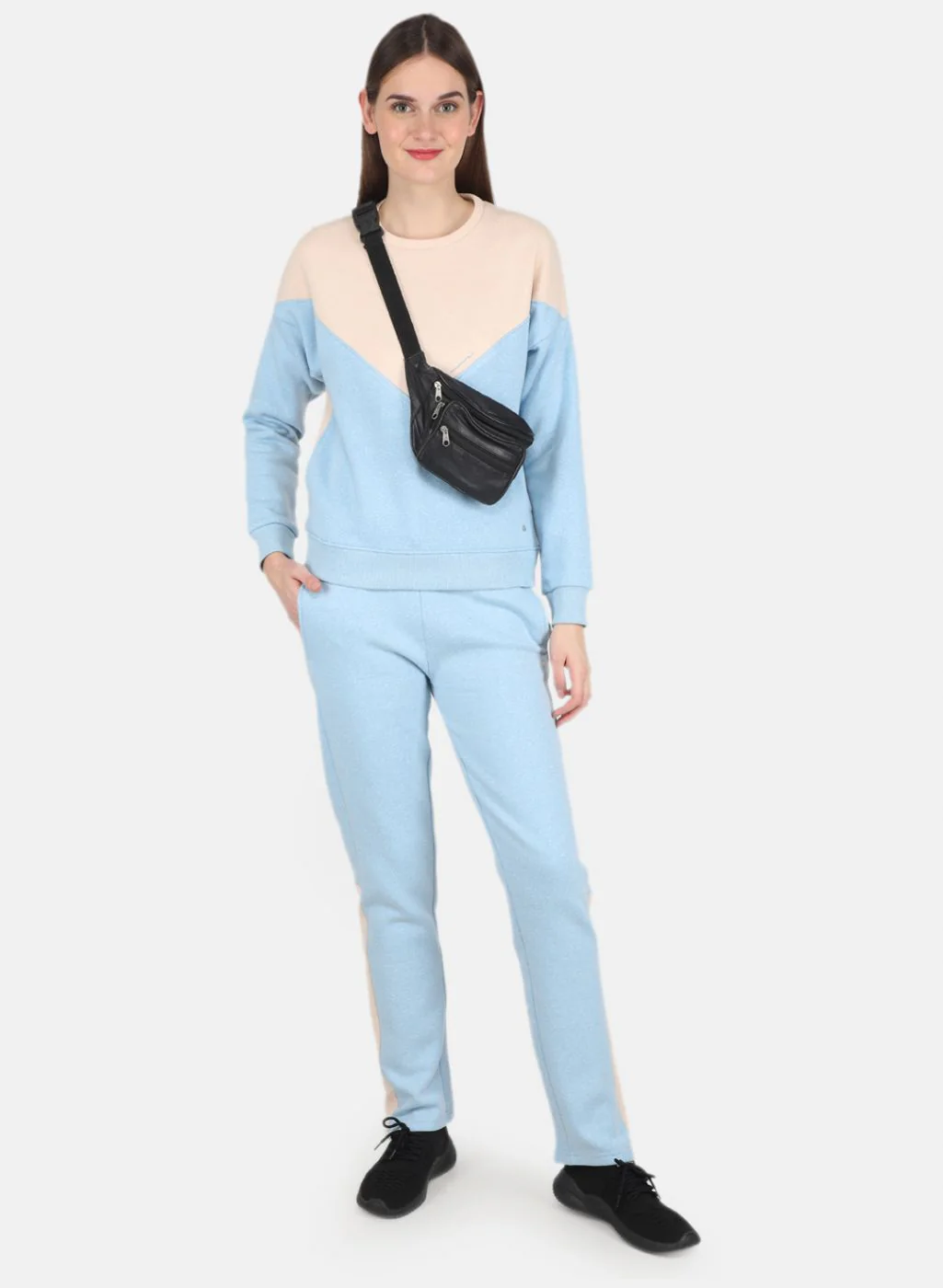 Women Blue & Peach Printed Tracksuit - Image 4