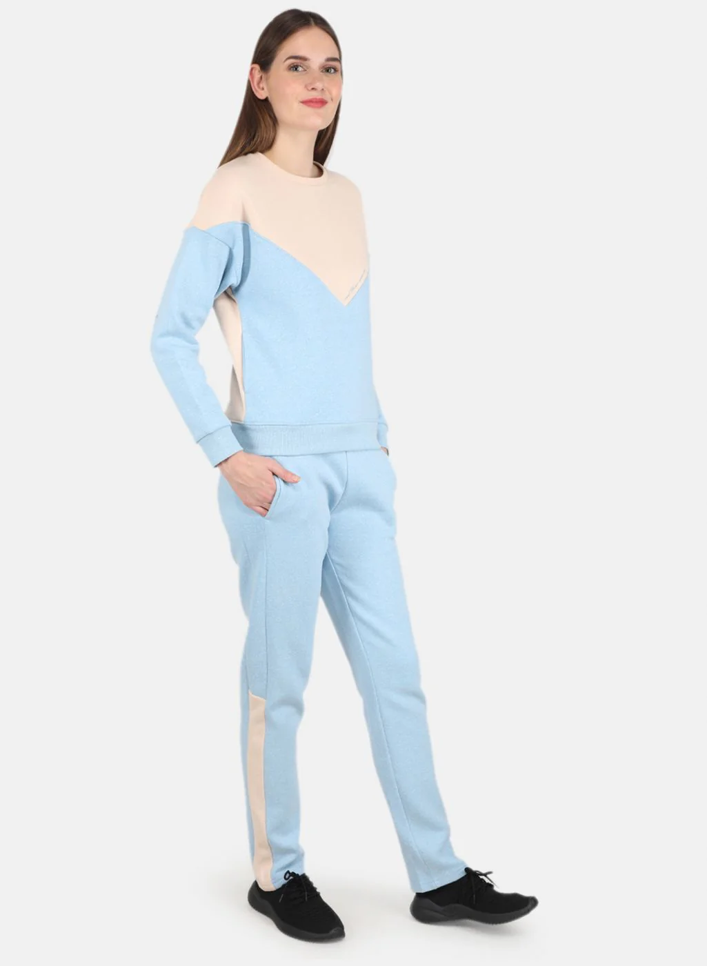 Women Blue & Peach Printed Tracksuit - Image 7