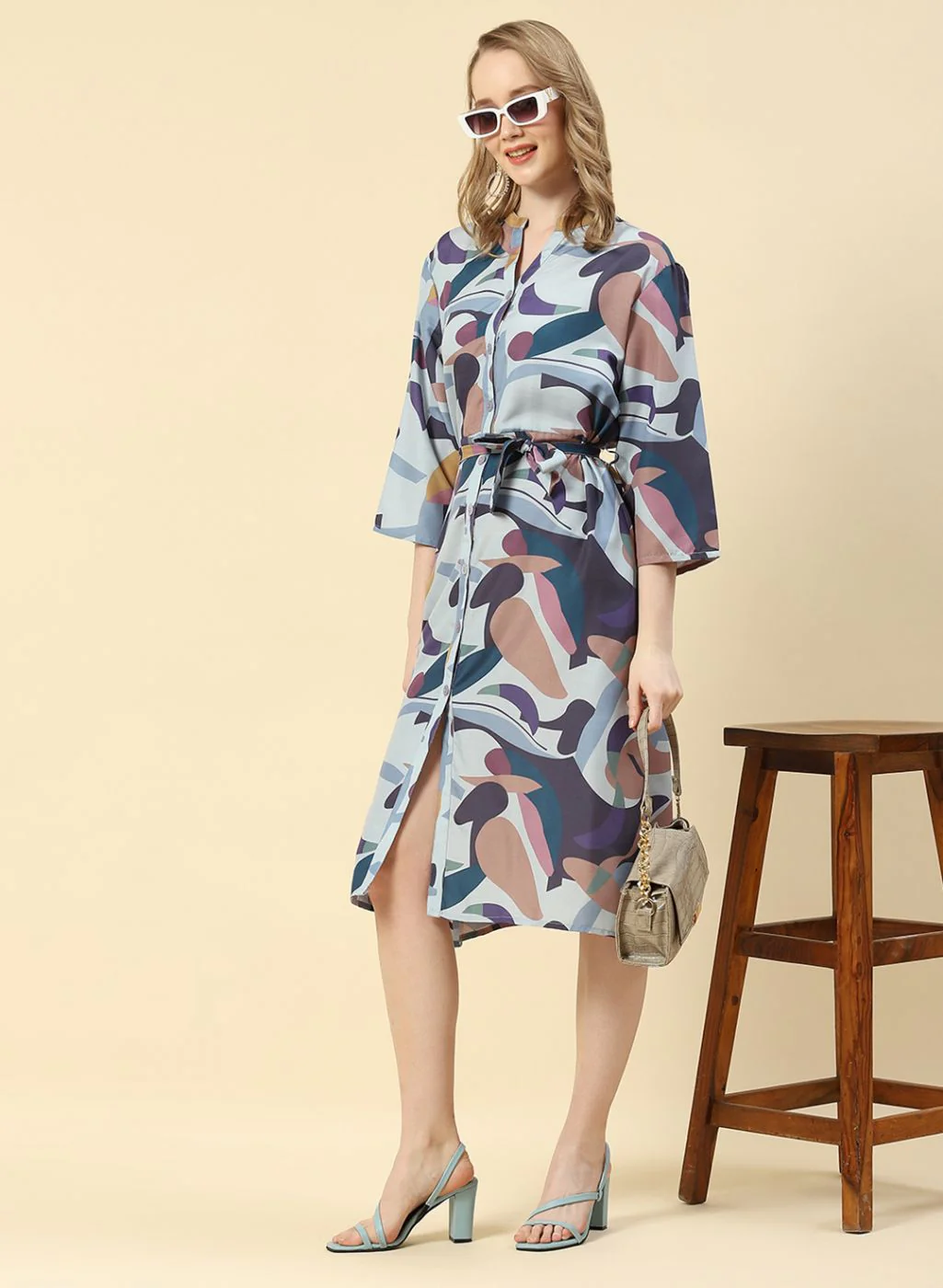 Women Blue Printed Dress
