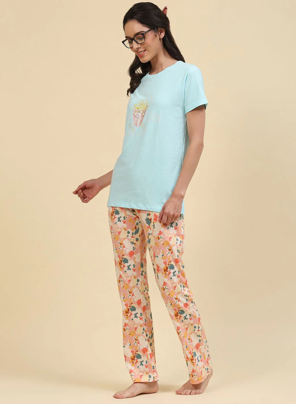 Women Blue Printed Lower Set - Image 2