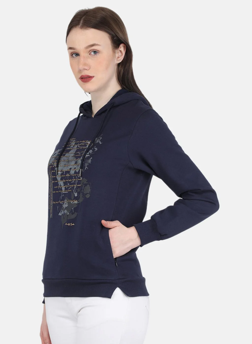Women Blue Printed Sweatshirt - Image 2