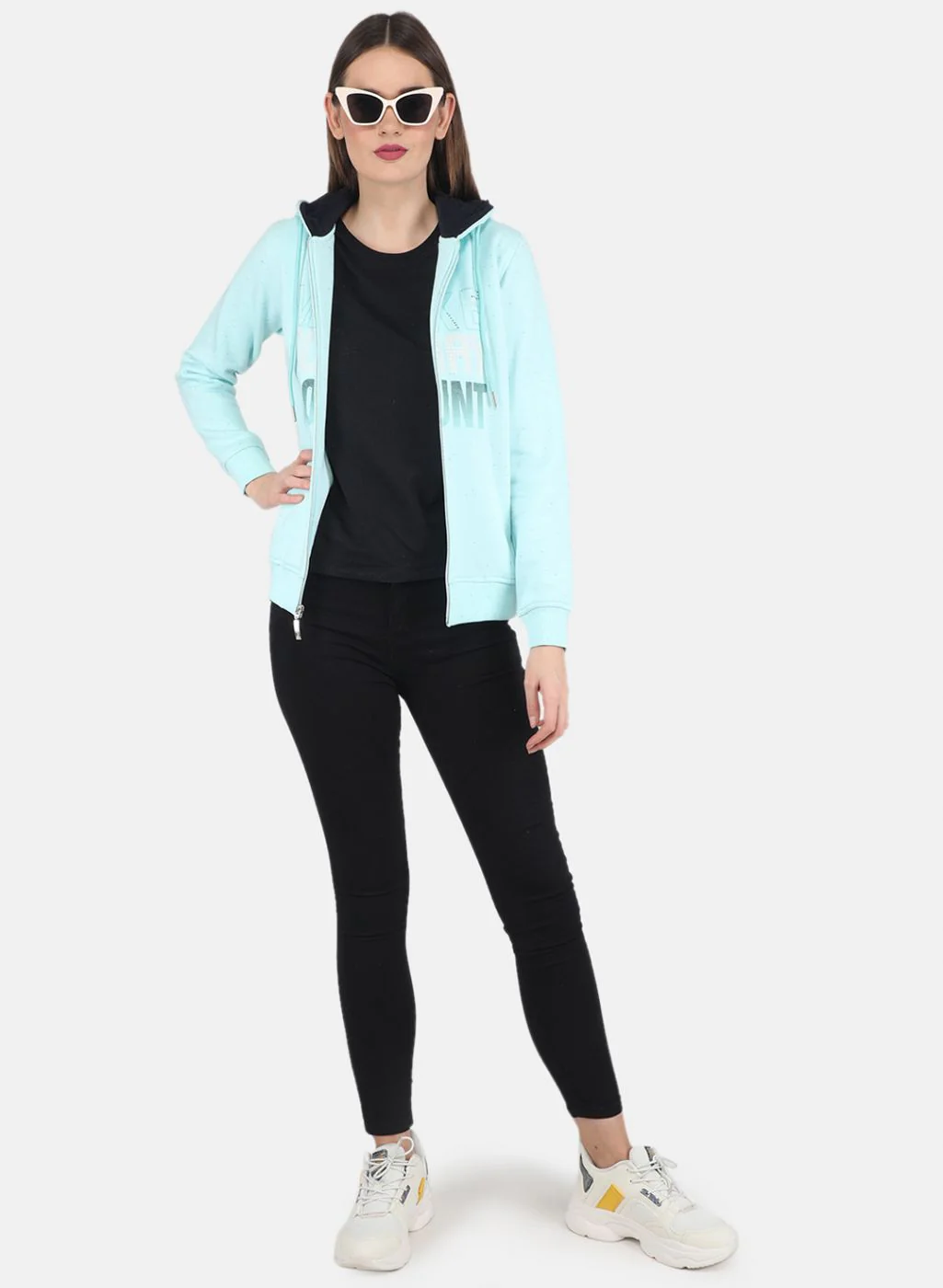 Women Blue Printed Sweatshirt - Image 4