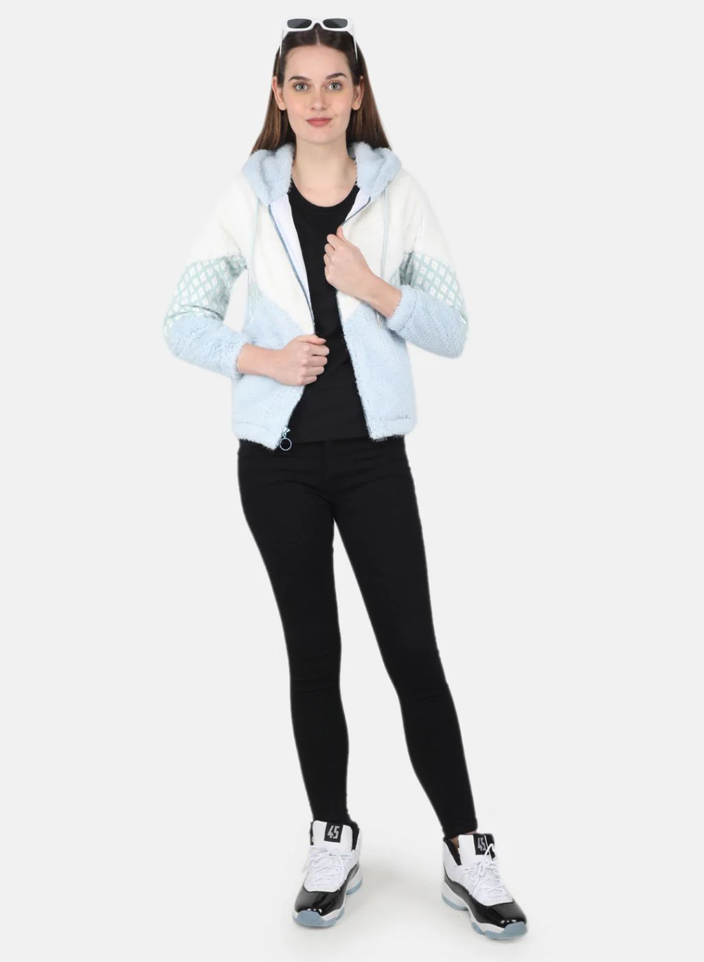 Women Blue Printed Sweatshirt - Image 4