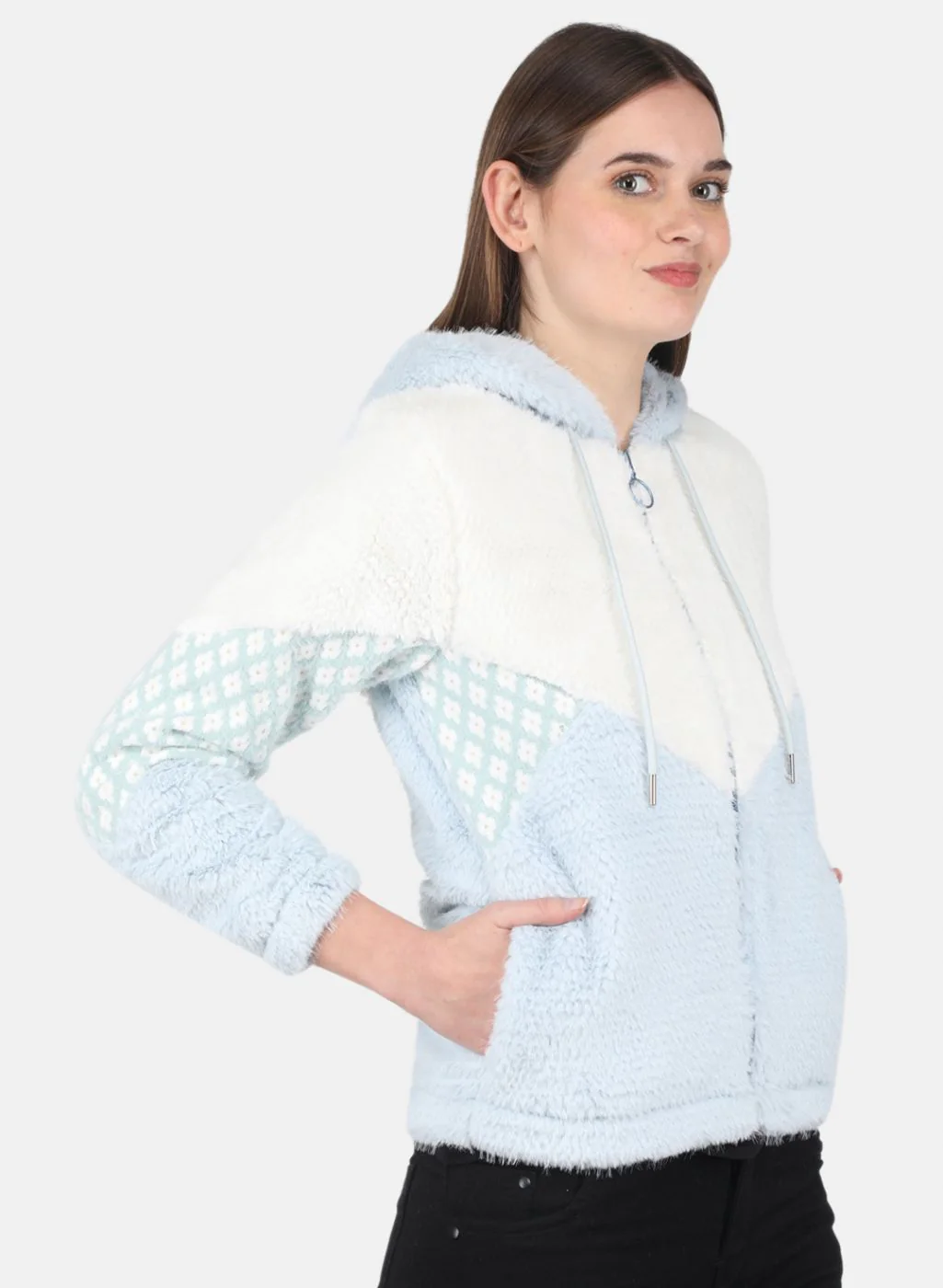 Women Blue Printed Sweatshirt - Image 6