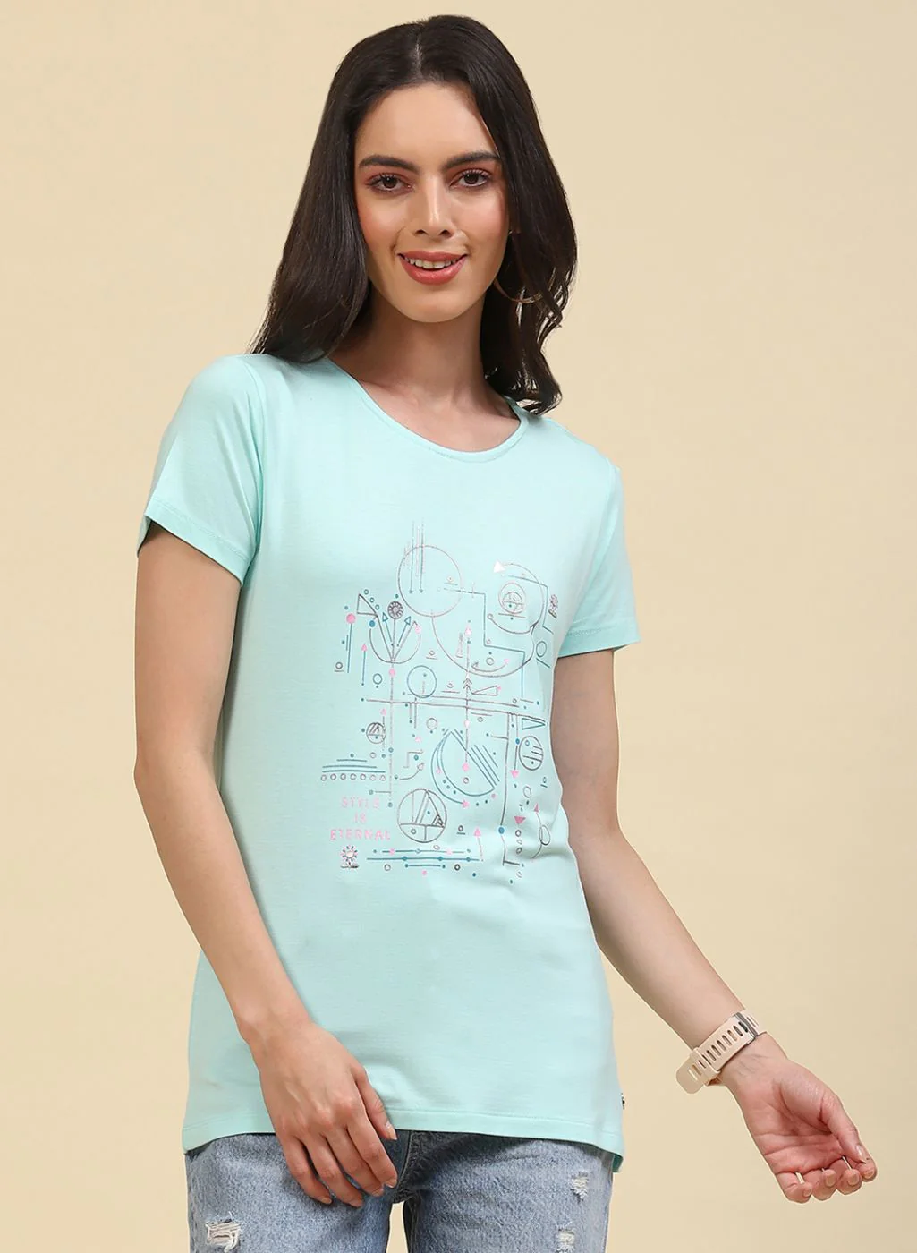 Women Blue Printed Top