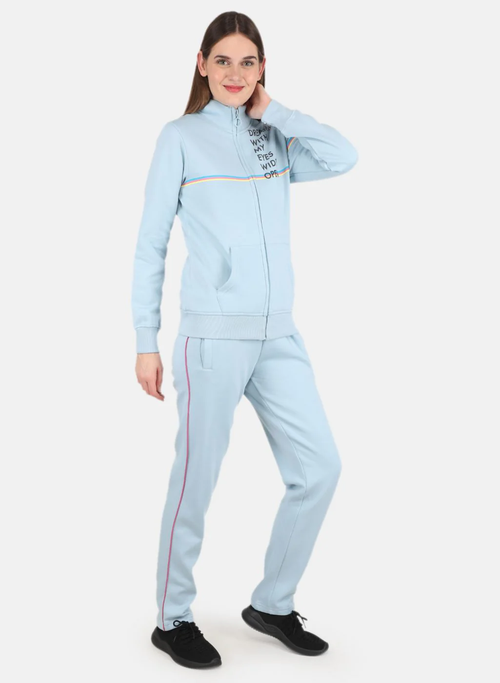 Women Blue Printed Tracksuit - Image 7