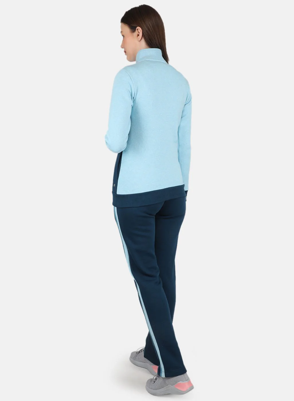 Women Blue Printed Tracksuit - Image 3