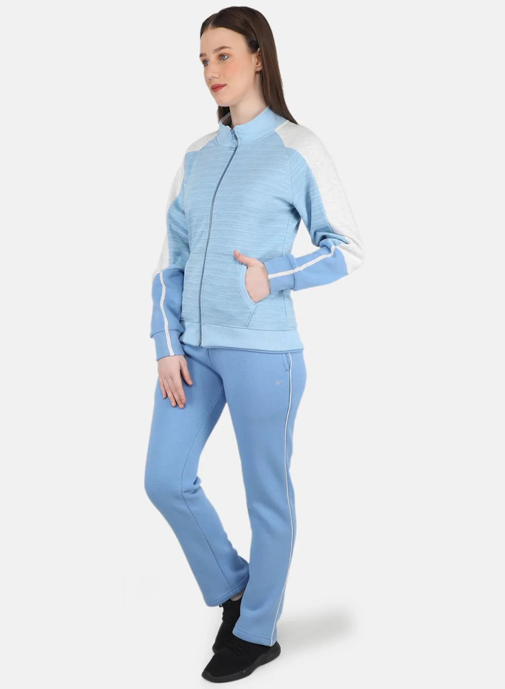 Women Blue Printed Tracksuit - Image 2