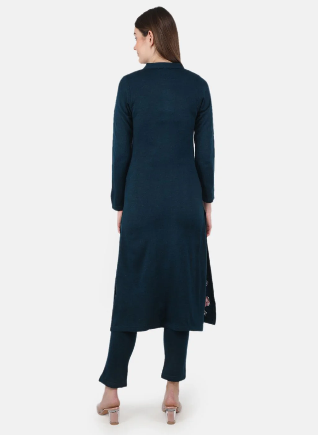 Women Blue Self Design Kurti+Lower Set - Image 3