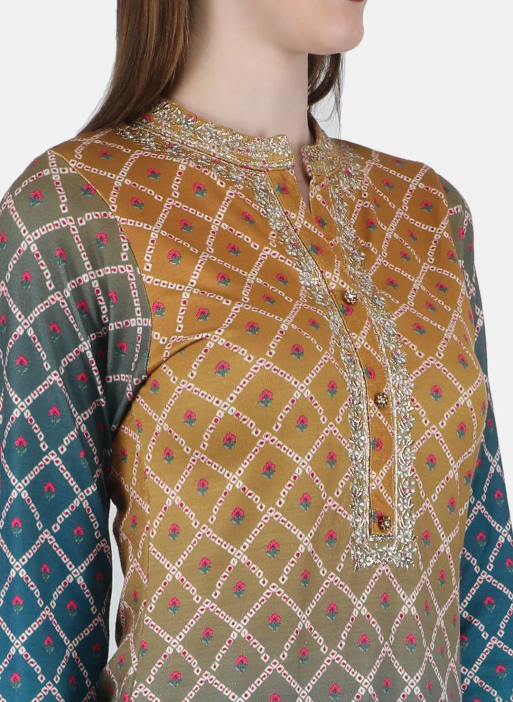 Women Blue Self Design Kurti+Lower Set - Image 6