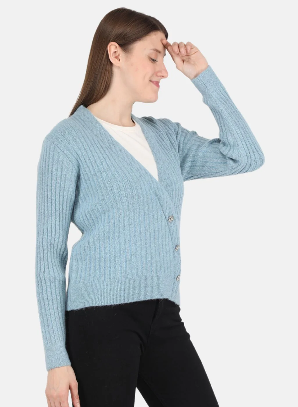 Women Blue Self design Top - Image 6