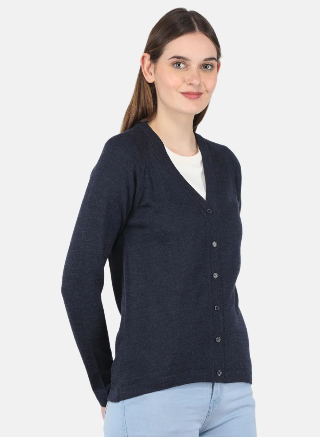 Women Blue Solid Cardigan - Image 6