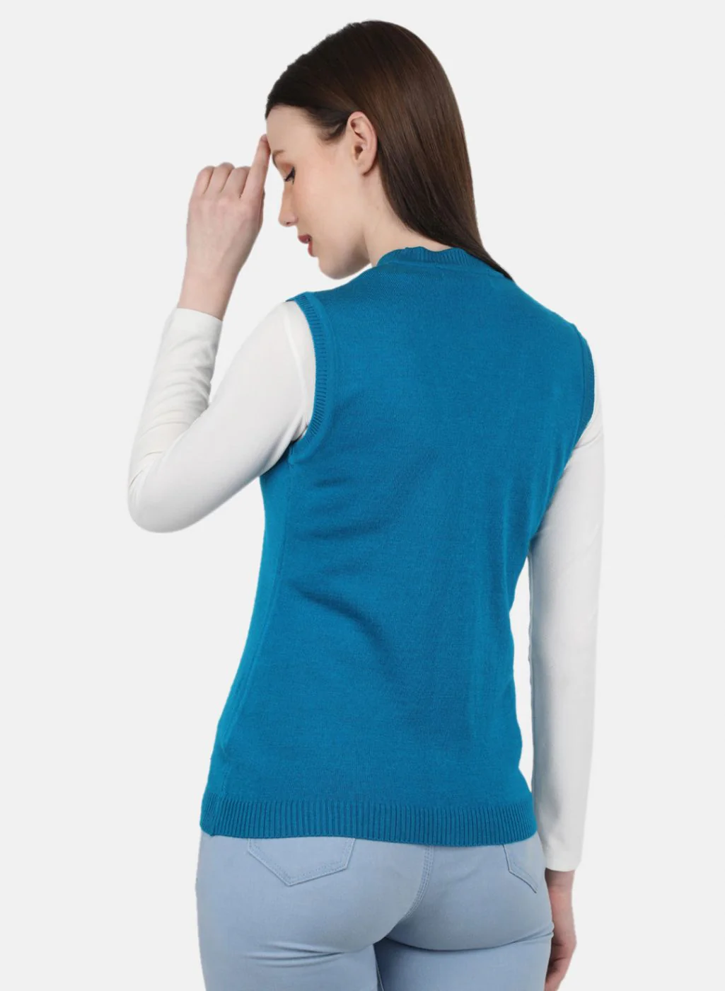 Women Blue Solid Cardigan - Image 3