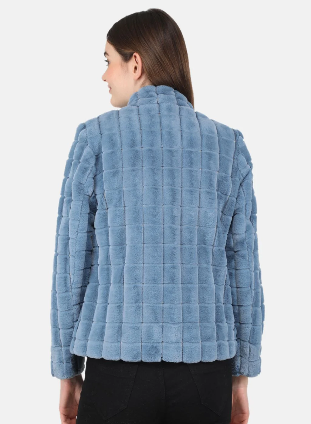 Women Blue Solid Jacket - Image 3