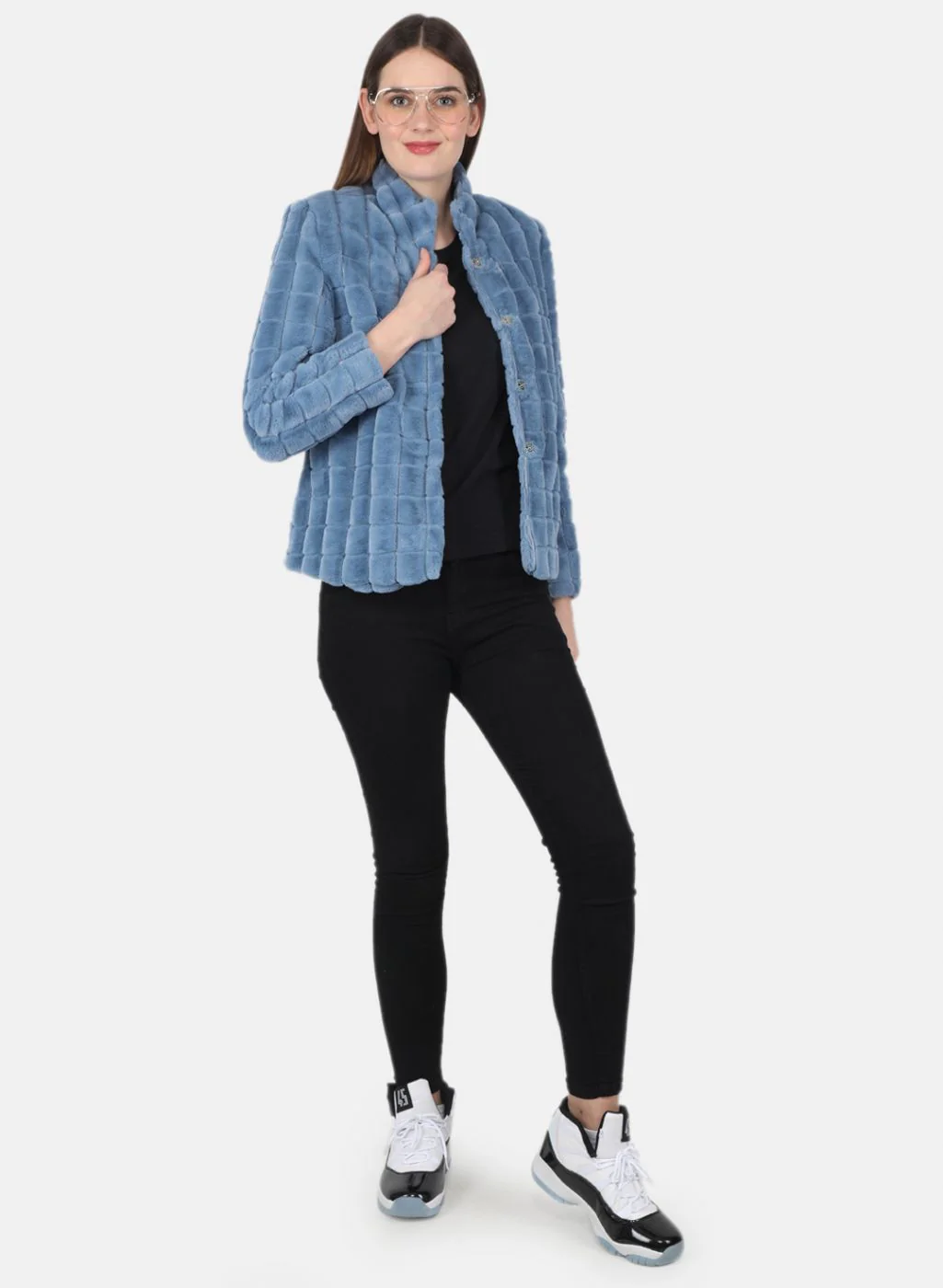 Women Blue Solid Jacket - Image 4