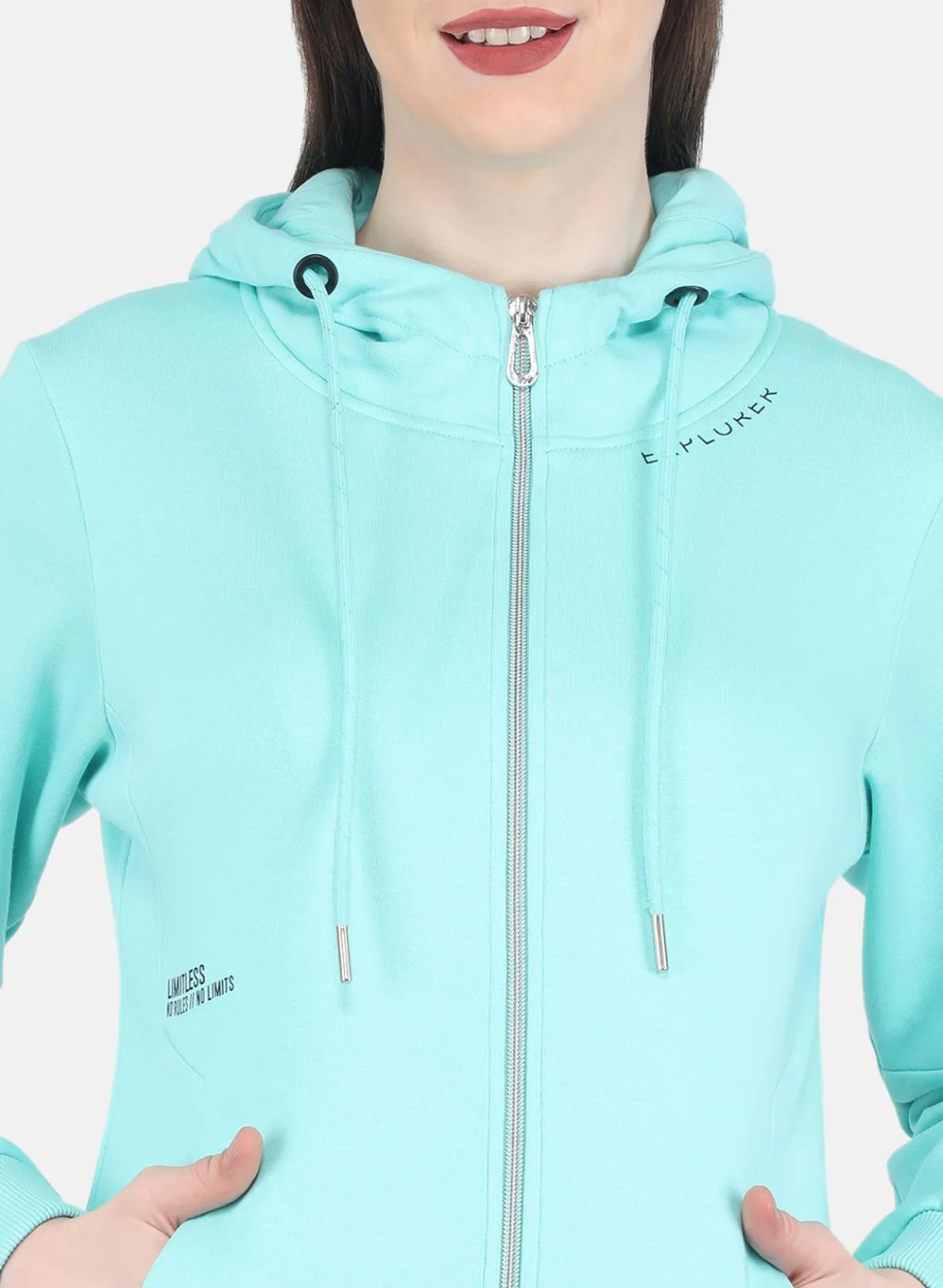 Women Blue Solid Sweatshirt - Image 5