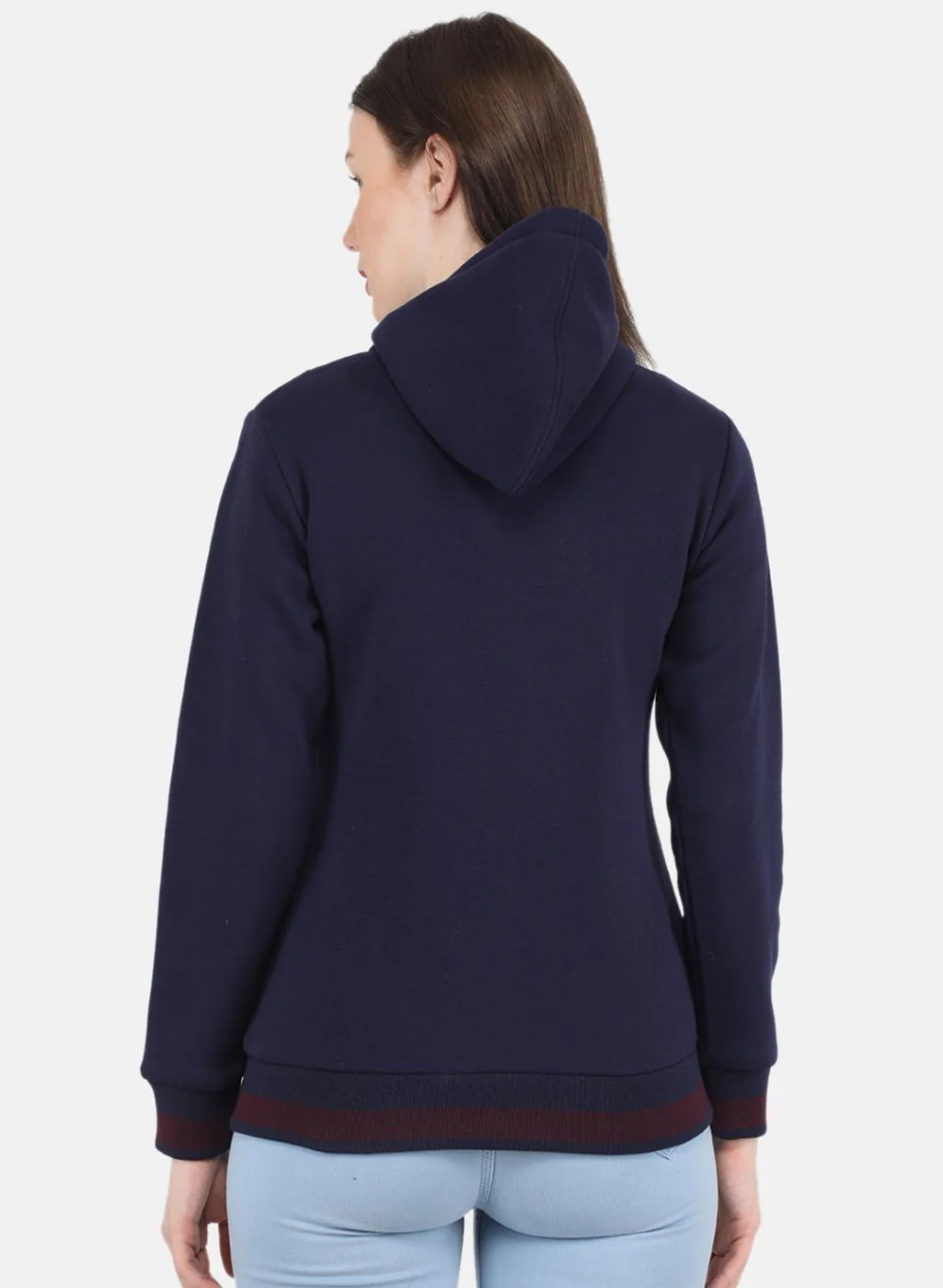 Women Blue Solid Sweatshirt - Image 3