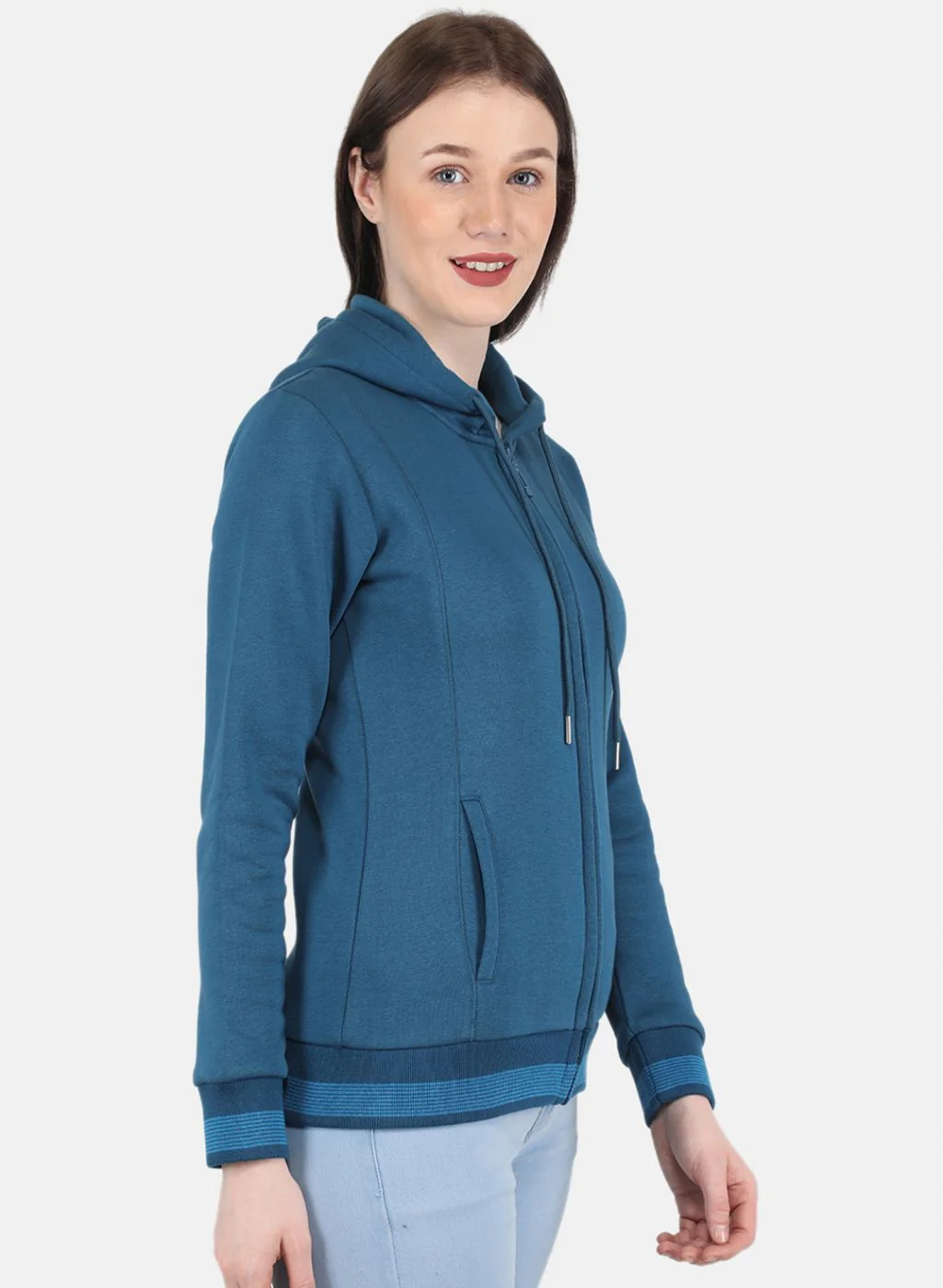 Women Blue Solid Sweatshirt - Image 6
