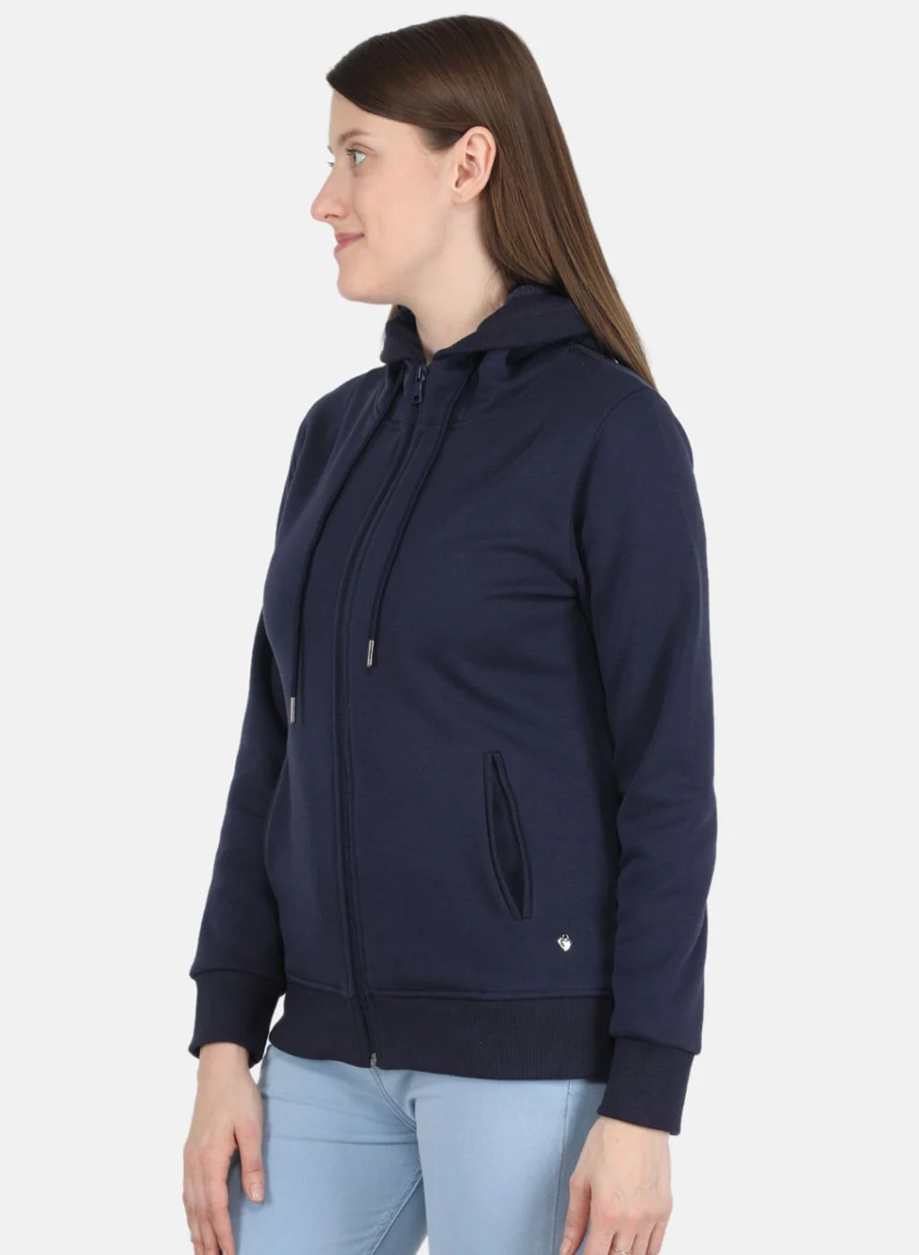 Women Blue Solid Sweatshirt - Image 2