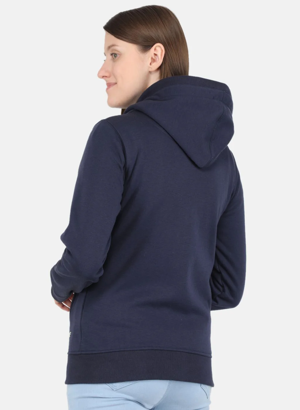 Women Blue Solid Sweatshirt - Image 3