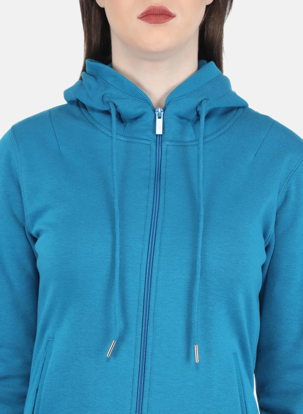 Women Blue Solid Sweatshirt - Image 5