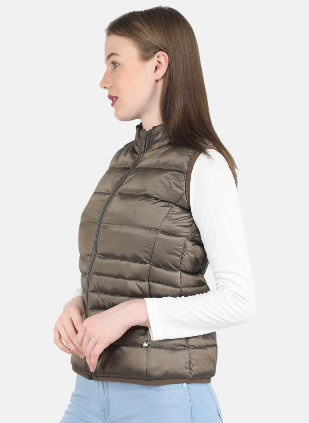 Women Brown Puffer Jacket - Image 2