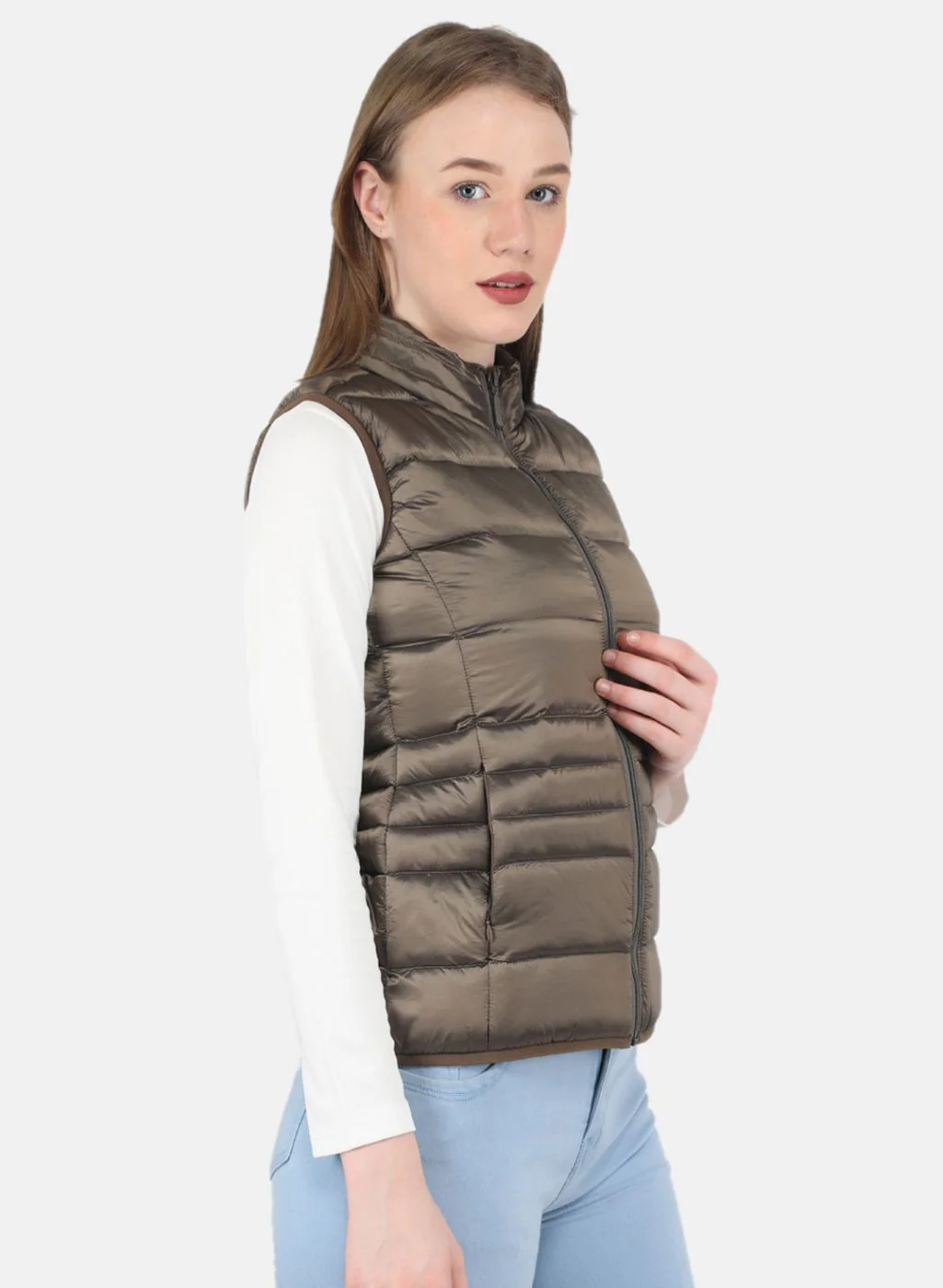 Women Brown Puffer Jacket - Image 6