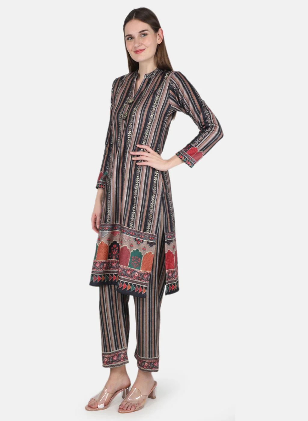 Women Brown Kurti+Lower Set for Winter - Image 2