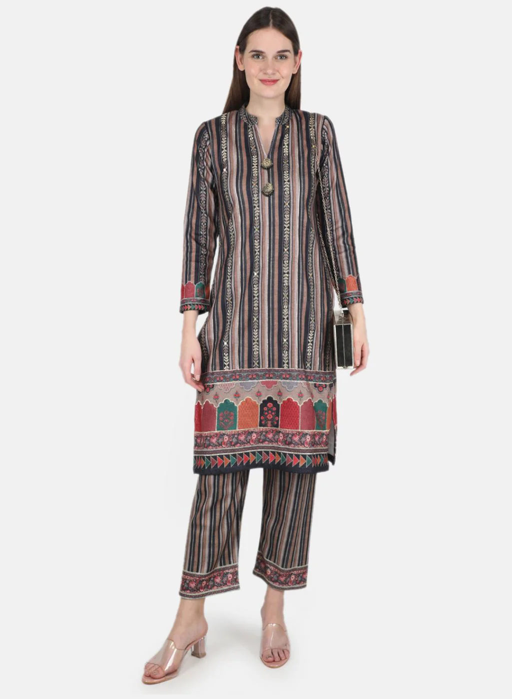 Women Brown Kurti+Lower Set for Winter - Image 4