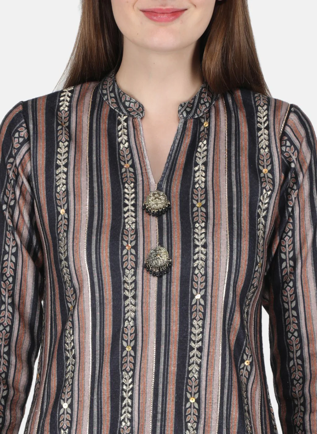 Women Brown Kurti+Lower Set for Winter - Image 6
