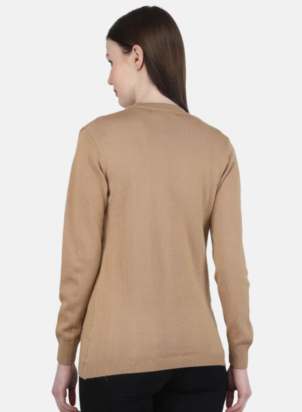 Women Brown Self Design Cardigan - Image 3