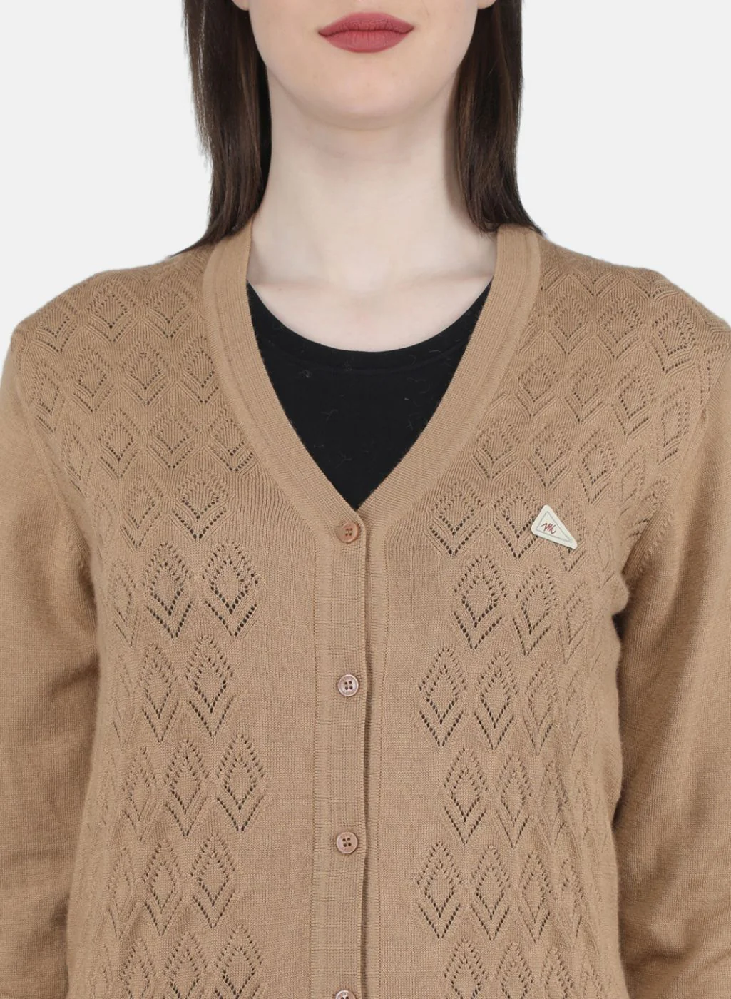 Women Brown Self Design Cardigan - Image 5