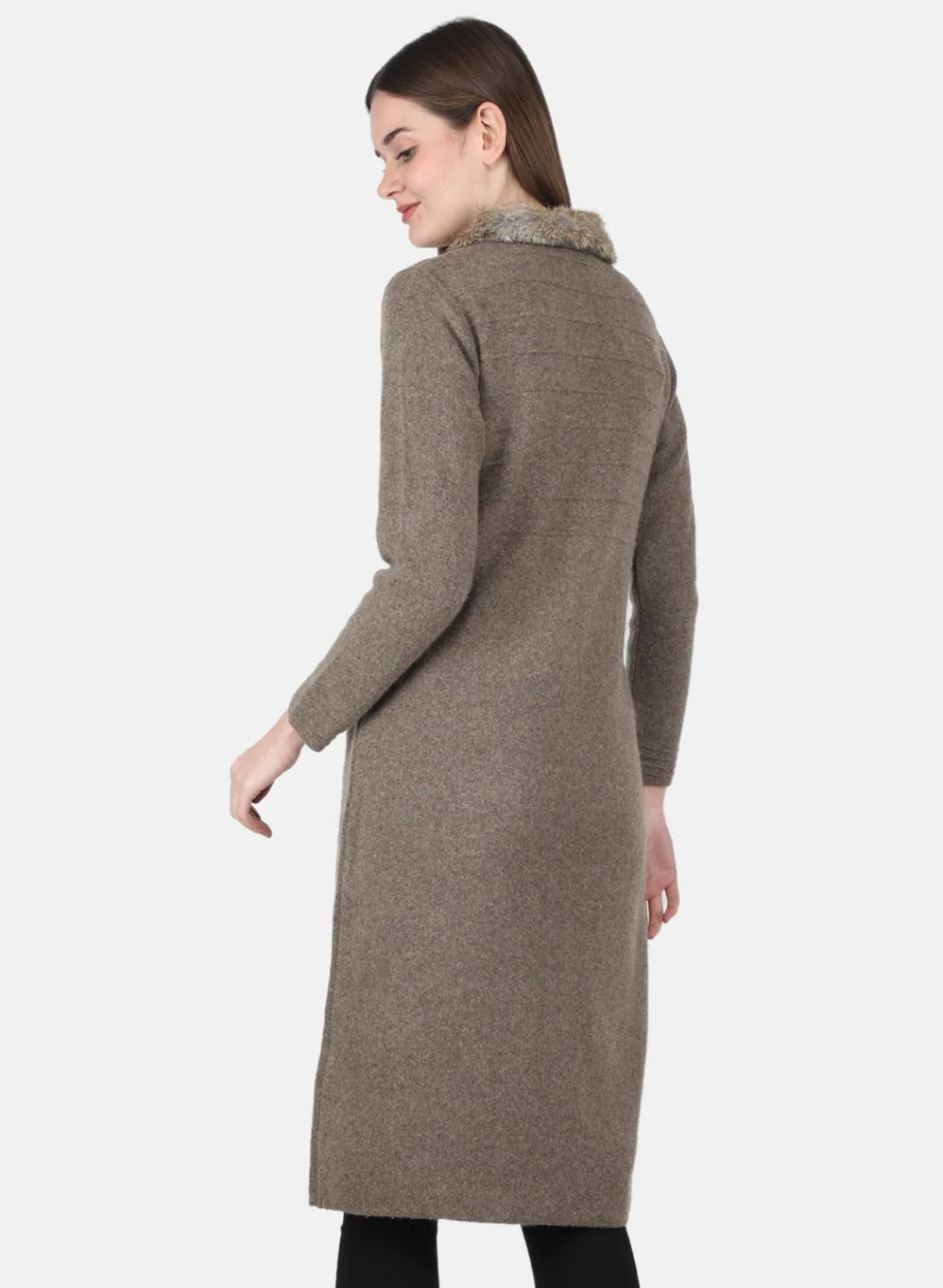 Women Brown Self Design Pullover - Image 3
