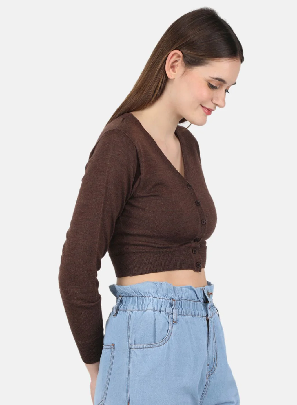 Women Brown Solid Blouse - Image 6