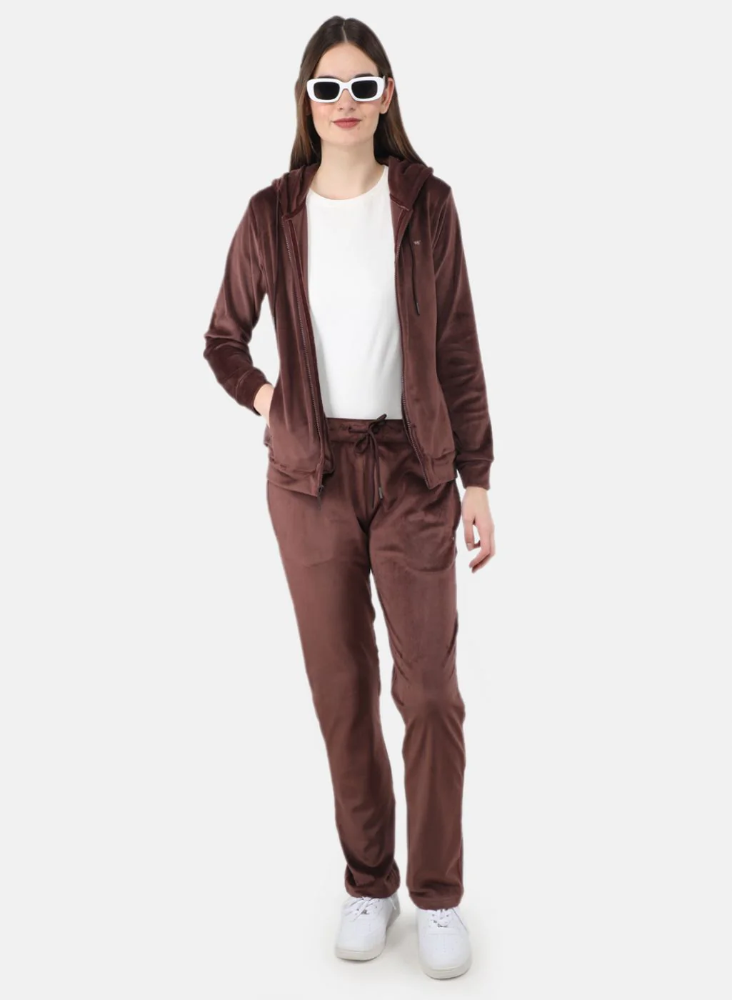 Women Brown Solid Tracksuit - Image 4