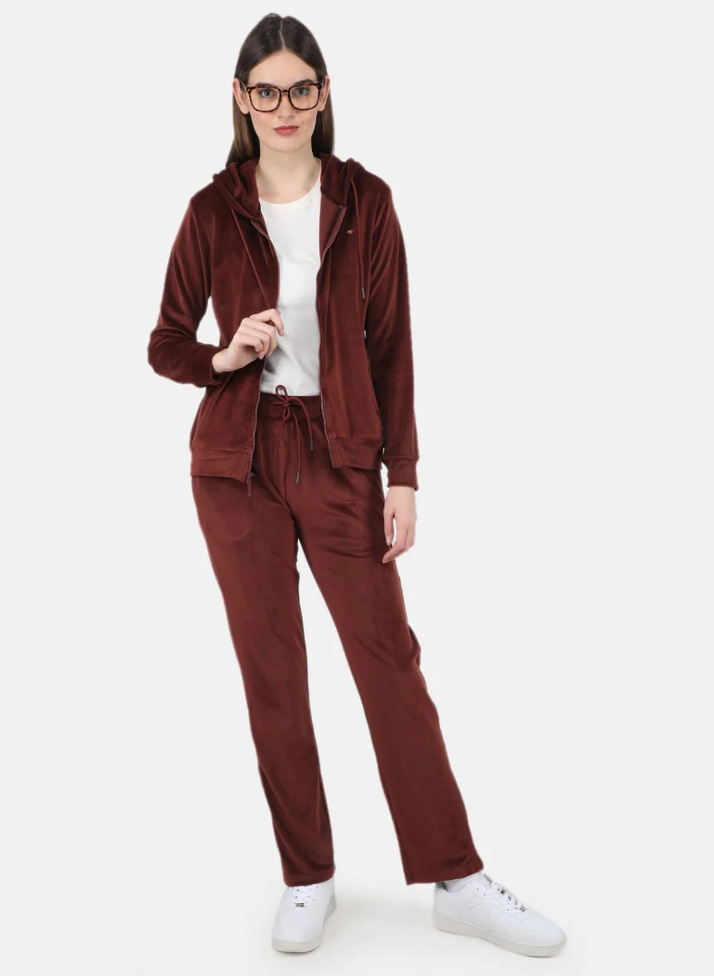 Women Brown Solid Tracksuit - Image 4